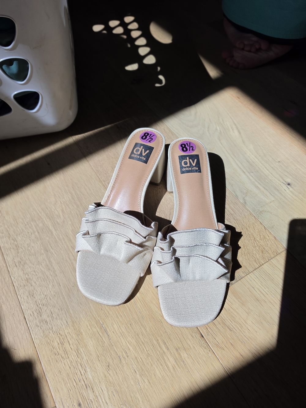 DV by Dolce Vita Cream Ruffle Slide Mules